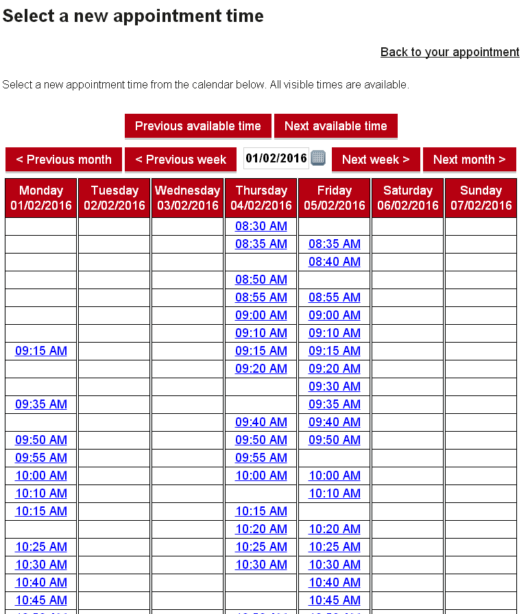 Breast screening appointments