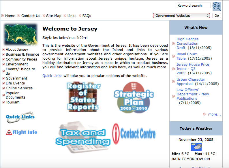 Screenshot of Gov.je in 2005