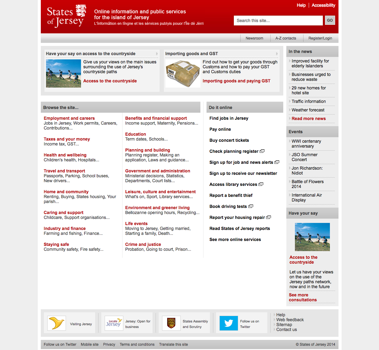 Screenshot of Gov.je in 2014